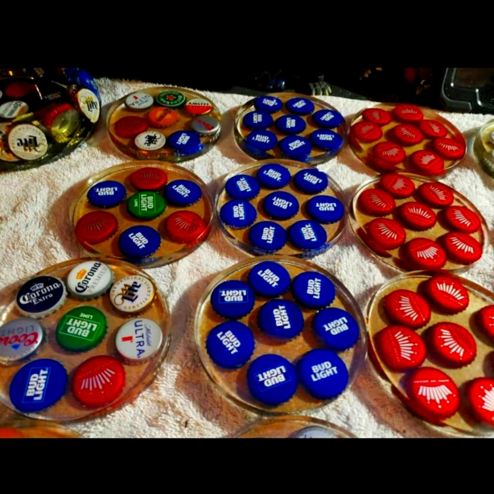 Bottle Cap Coasters - Beer Cap Art Resin Art Coaster **Set of 6**